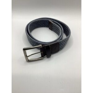 MEN'S TOMMY BAHAMA  BLUE STRETCH FABRIC WITH LEATHER TABS BELT SIZE  S Pre Owned